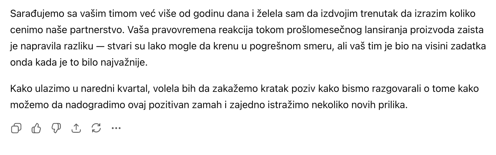 ChatGPT prevod poslovnog teksta