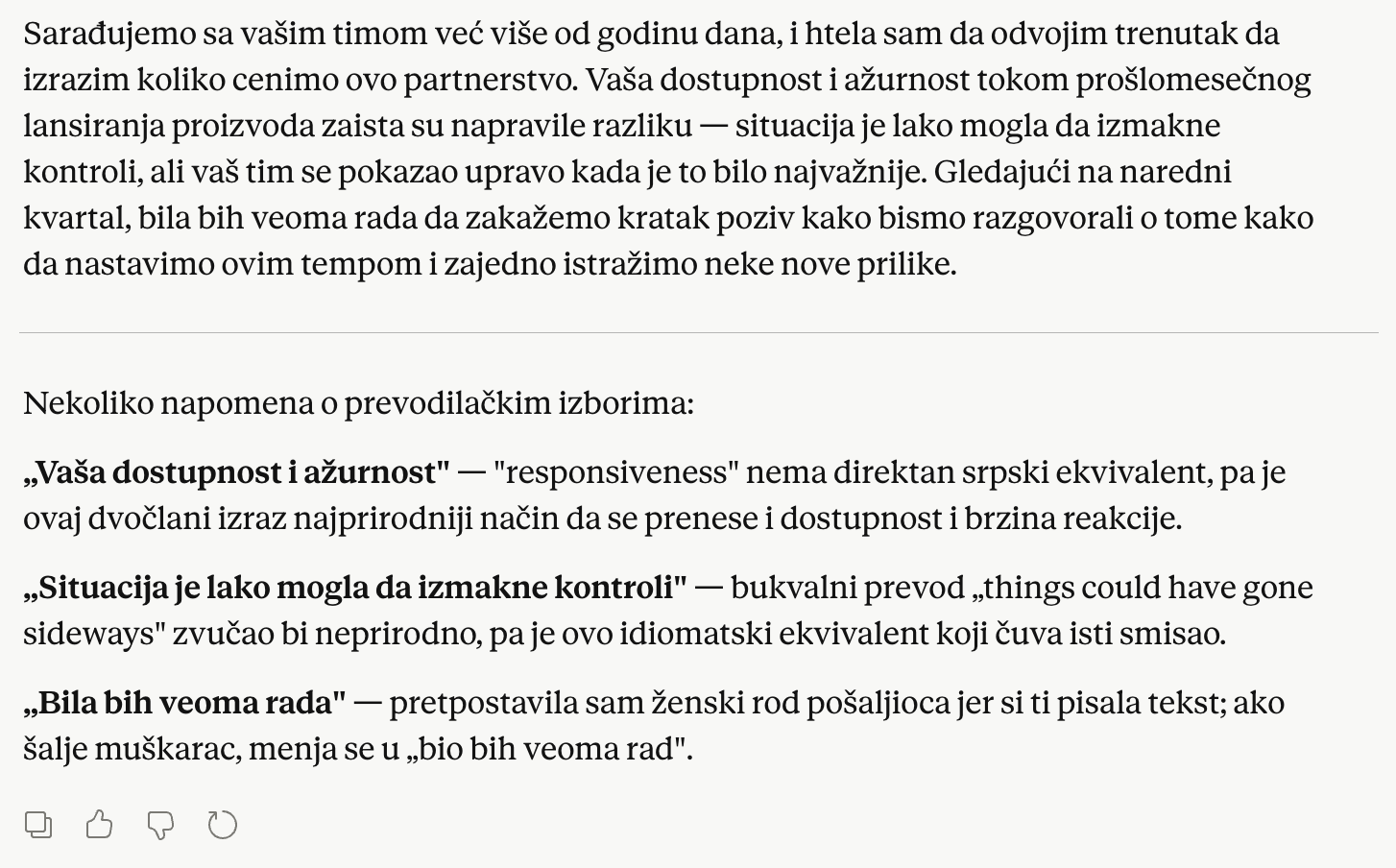 Claude prevod poslovnog teksta