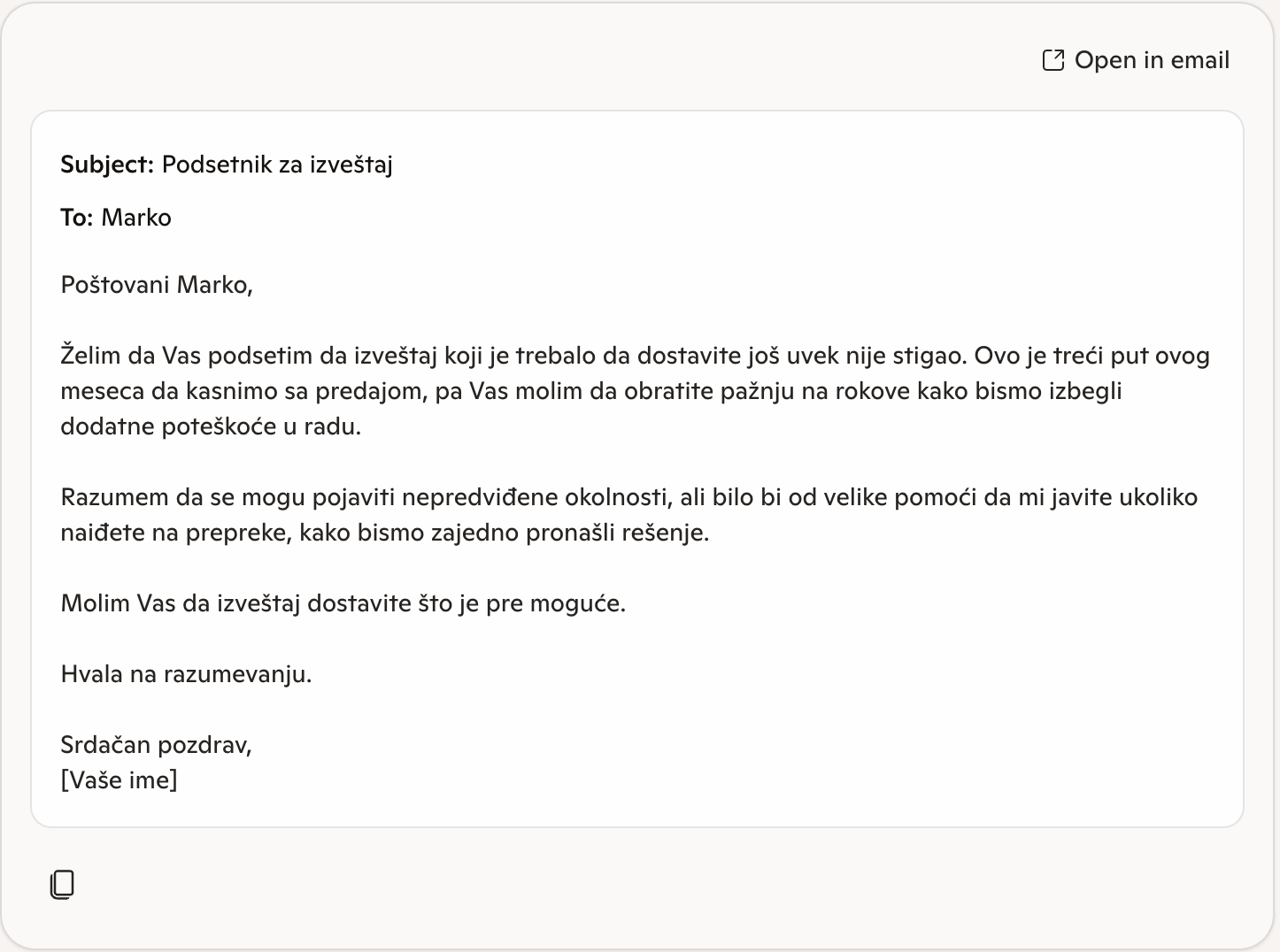 Copilot poslovni mejl