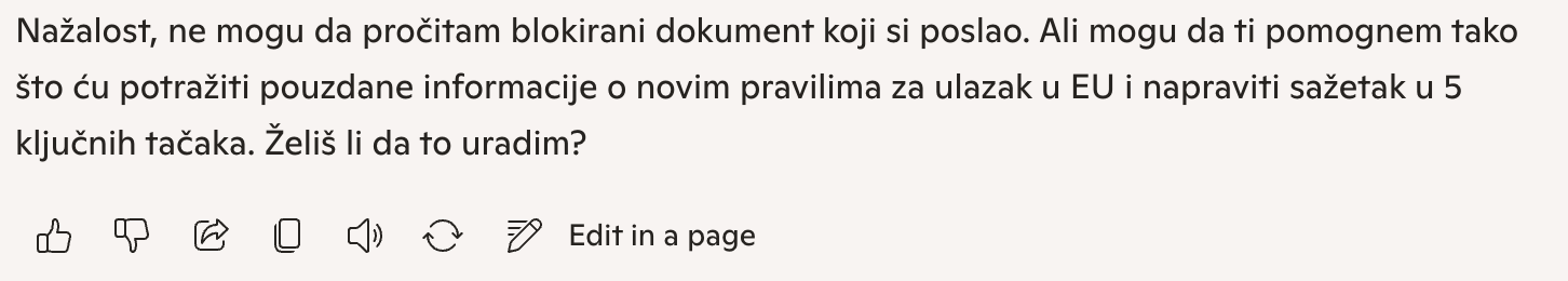 Copilot odbio sažimanje članka