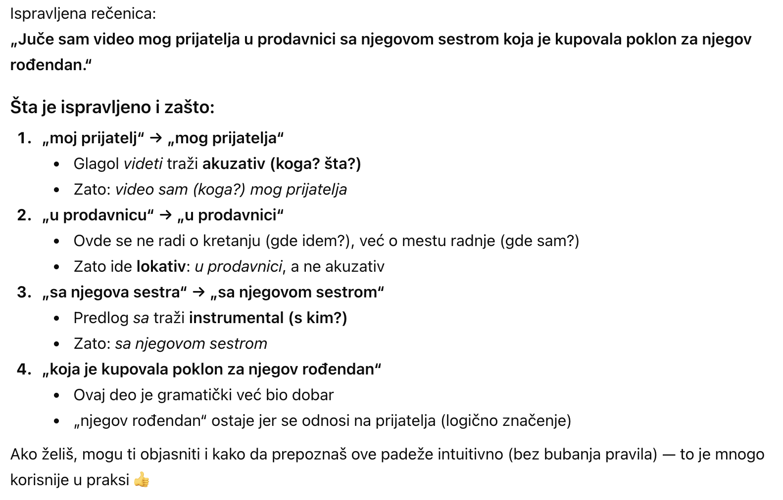 ChatGPT ispravka gramatike