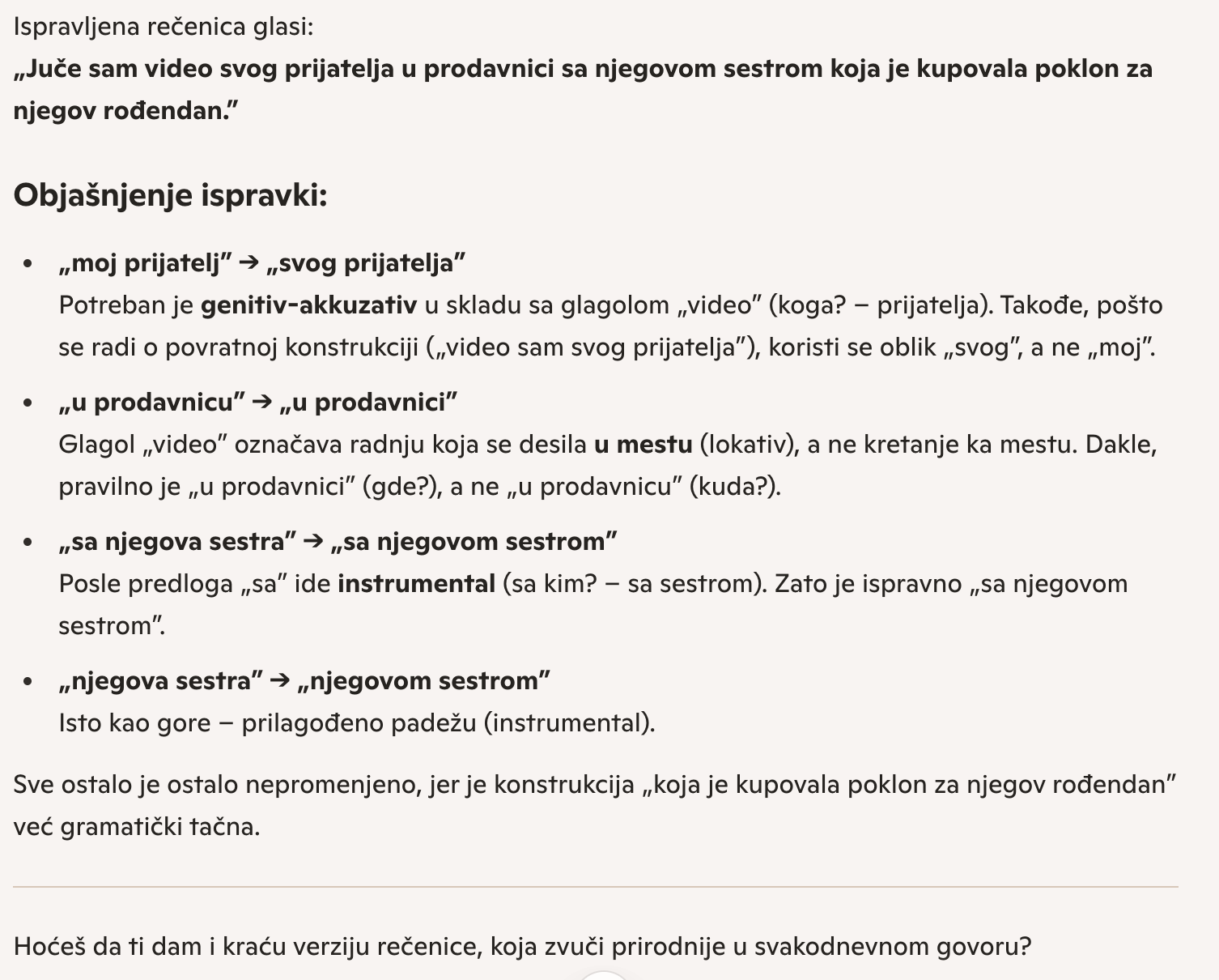 Copilot ispravka gramatike